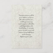 Carte d'information de Mariage damassé aux oiseaux (Dos)