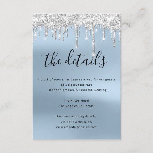 Carte d'information de mariage Détails Bleu (Devant)