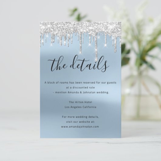 Carte d'information de mariage Détails Bleu (Debout devant)