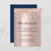 Carte d'information de mariage Détails Navy (Devant / Derrière)