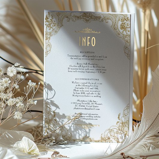 Carte d'information de mariage Élégance Royale Vic