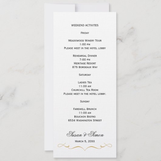 Carte d'information de mariage Elegant Script - Or (Devant)