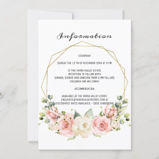 Carte d'information de mariage élégante.