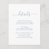 Carte d'information de mariage élégante bleu pouss (Devant)