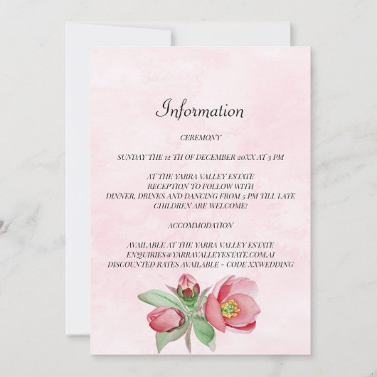 Carte d'information de mariage élégante. Invitatio (Devant)