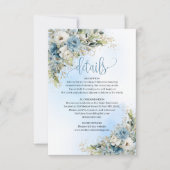 Carte d'information de mariage Fleurs Bleu Poussié (Devant)