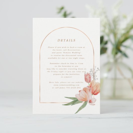 Carte d'information de mariage floral de jardin d' (Debout devant)
