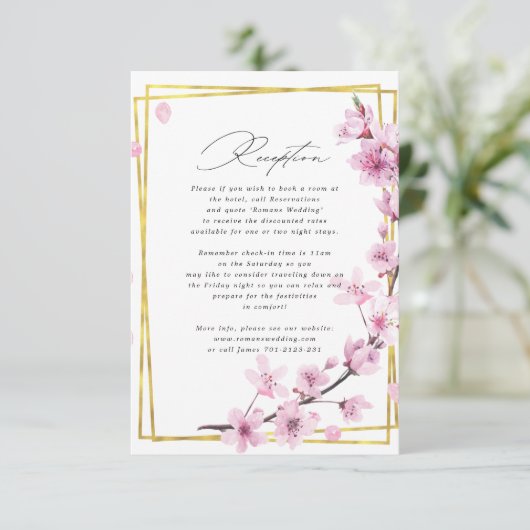 carte d'information de mariage florale de printemp (Debout devant)
