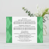 Carte d'information de mariage Green Argyle (Debout devant)