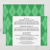 Carte d'information de mariage Green Argyle (Devant / Derrière)
