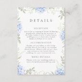 Carte d'information de mariage Hydrangea Bleu (Devant)
