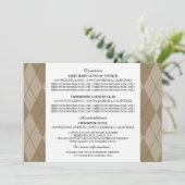 Carte d'information de mariage Mocha Argyle (Debout devant)