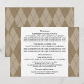 Carte d'information de mariage Mocha Argyle (Devant / Derrière)