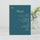Carte d'information de mariage moderne sarcelle fo (Debout devant)