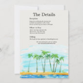 Carte d'information de mariage Palm Tree and Beach (Devant)