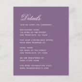 Carte d'information de mariage pas chère Dusty Pur (Devant)