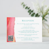 Carte d'information de mariage rose orange vert (Debout devant)