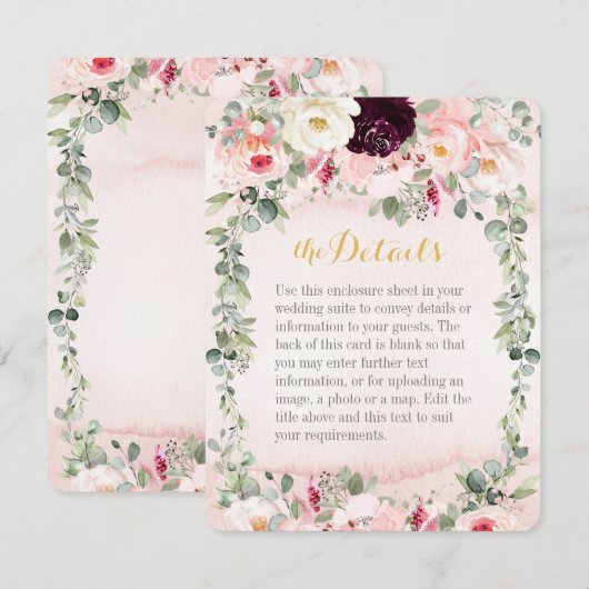 Carte d'information de mariage rustique au jardin (Devant / Derrière)
