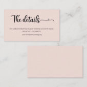 Carte d'information de mariage Simple Rose avec li (Devant / Derrière)