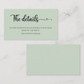 Carte d'information de mariage Simple Sage avec si (Devant / Derrière)
