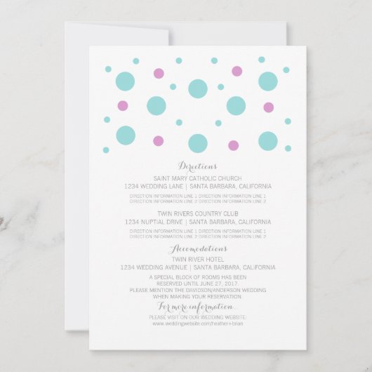 Carte d'information de mariage Turquoise Fuchsia C (Devant)