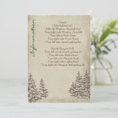 Carte d'information de mariage Vintage Evergreen (Debout devant)