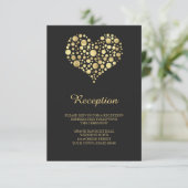 Carte d'information de réception élégante cœur dor (Debout devant)