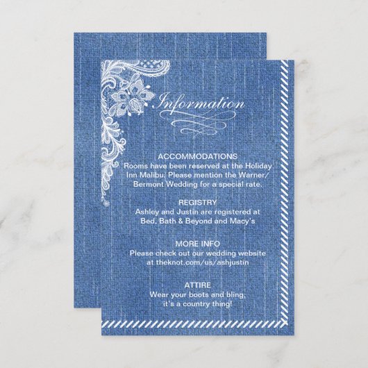 Carte d'information Denim and Lace (Devant / Derrière)