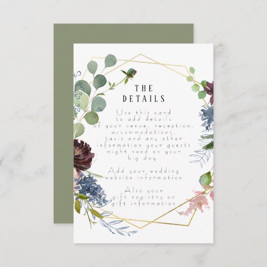 carte d'information des détails des mariages flora (Devant / Derrière)