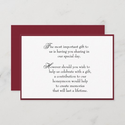 Carte d'information d'insertion de cadeau rouge pr (Devant / Derrière)