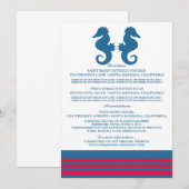 Carte d'information du cheval de mer bleu rouge (Devant / Derrière)