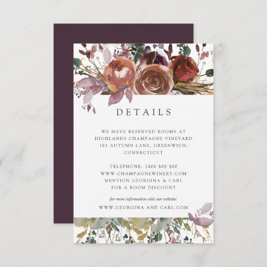 Carte d'information du client Mariage Butterum & P (Devant / Derrière)