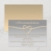 Carte d'information du Mariage Coeur Argent & Or (Devant / Derrière)