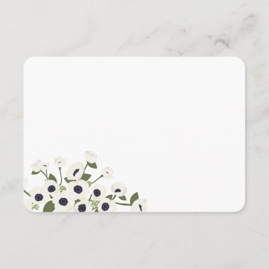 Carte d'information du Mariage de fleurs d'anémone (Dos)
