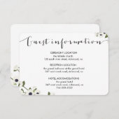 Carte d'information du Mariage de fleurs d'anémone (Devant / Derrière)