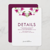 Carte d'information du Mariage de fleurs roses (Devant / Derrière)