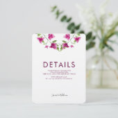 Carte d'information du Mariage de fleurs roses (Debout devant)