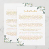 Carte d'information du Mariage de la feuille d'or (Devant / Derrière)