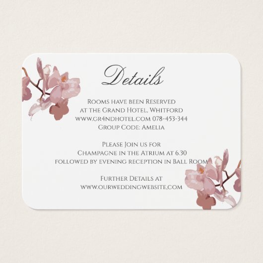 Carte d'information du Mariage de l'orchidée rose (Devant)