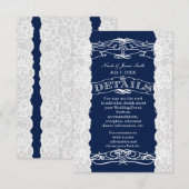 Carte d'information du Mariage en dentelle bleue e (Devant / Derrière)