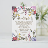 carte d'information du mariage floral fleur sauvag (Debout devant)