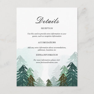 Carte d'information du Mariage forestier Pine Tree