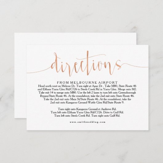 Carte d'information du Mariage rose Gold (Devant / Derrière)