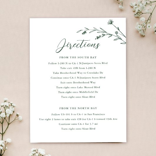 Carte d'information du Mariage Rustic Dark Green F