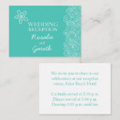 Carte d'information du mariage turquoise & blanc S (Devant / Derrière)