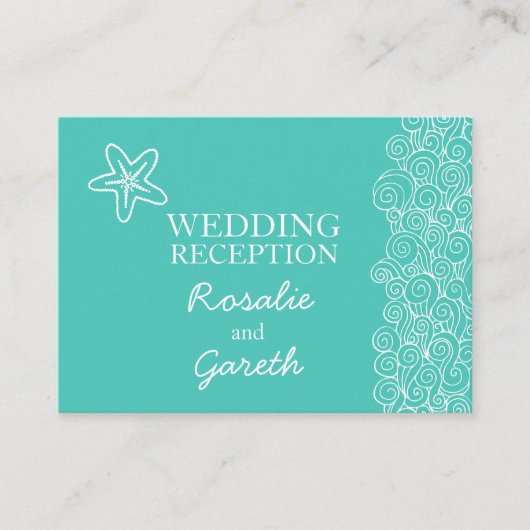 Carte d'information du mariage turquoise & blanc S (Devant)