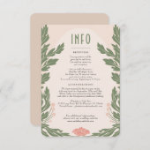 Carte d'information du Mariage Vintage rose (Devant / Derrière)