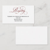 Carte d'information du Registre du Mariage de scri (Devant / Derrière)