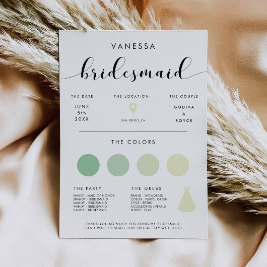 Carte d'information Elegant Bridesmaid