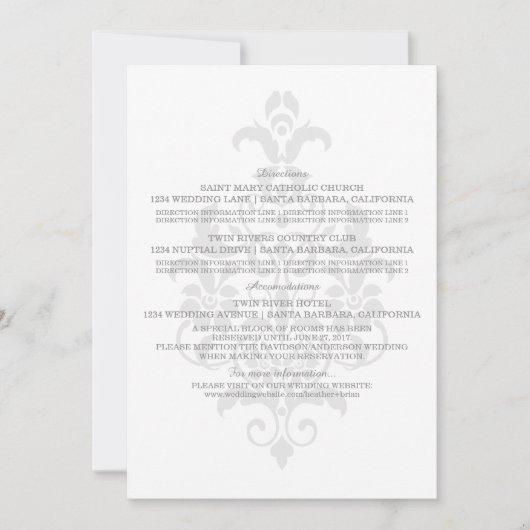 Carte d'information en damas subtil gris (Devant)